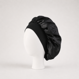 Bonnet de nuit satiné large avec bande élastique