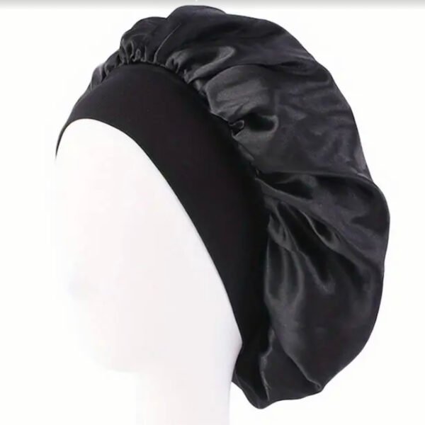 Bonnet de nuit satiné large avec bande élastique